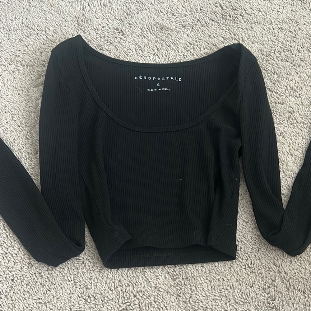 Aeropostale Black Fitted 3/4 Sleeve Bodysuit